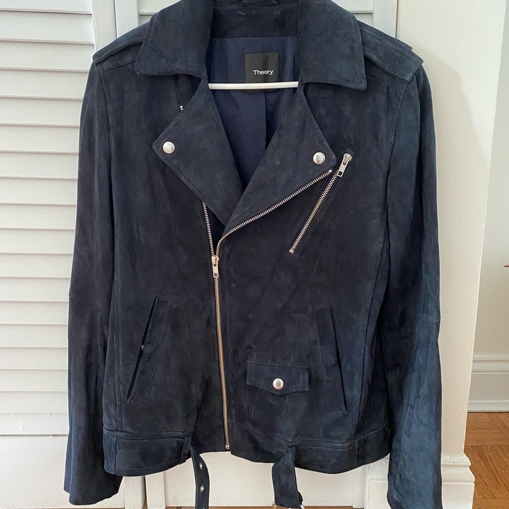 Theory Tralsmin oversized suede moto jacket - Picture 6 of 9